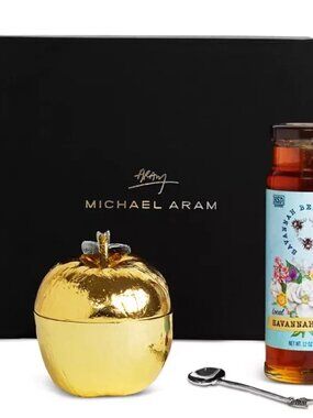 Michael Aram Honey Pot Gift Set – Apple Honey Jar w/Spoon & Savannah Bee Honey